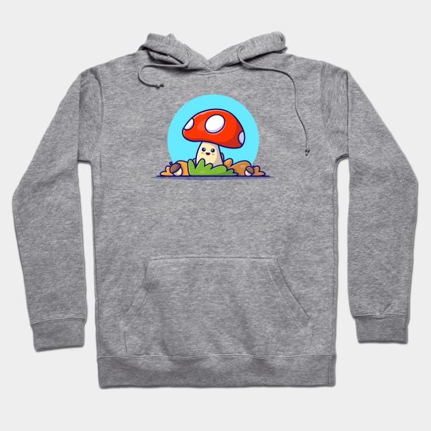 Happy Cute Mushroom with Acorns Autumn Cartoon Vector Icon Illustration Hoodie by Catalyst Labs